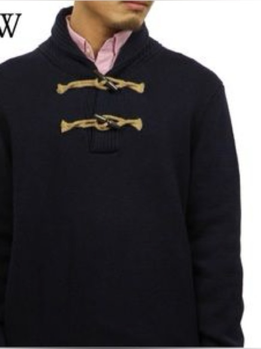 J. CREW Shawl Collar Navy Toggle Twine Sweater Nautical Beach Size M